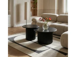 Mesa de centro redonda Easy - MDF y mármol - Negro