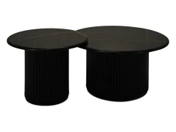 Mesa de centro redonda Easy - MDF y mármol - Negro