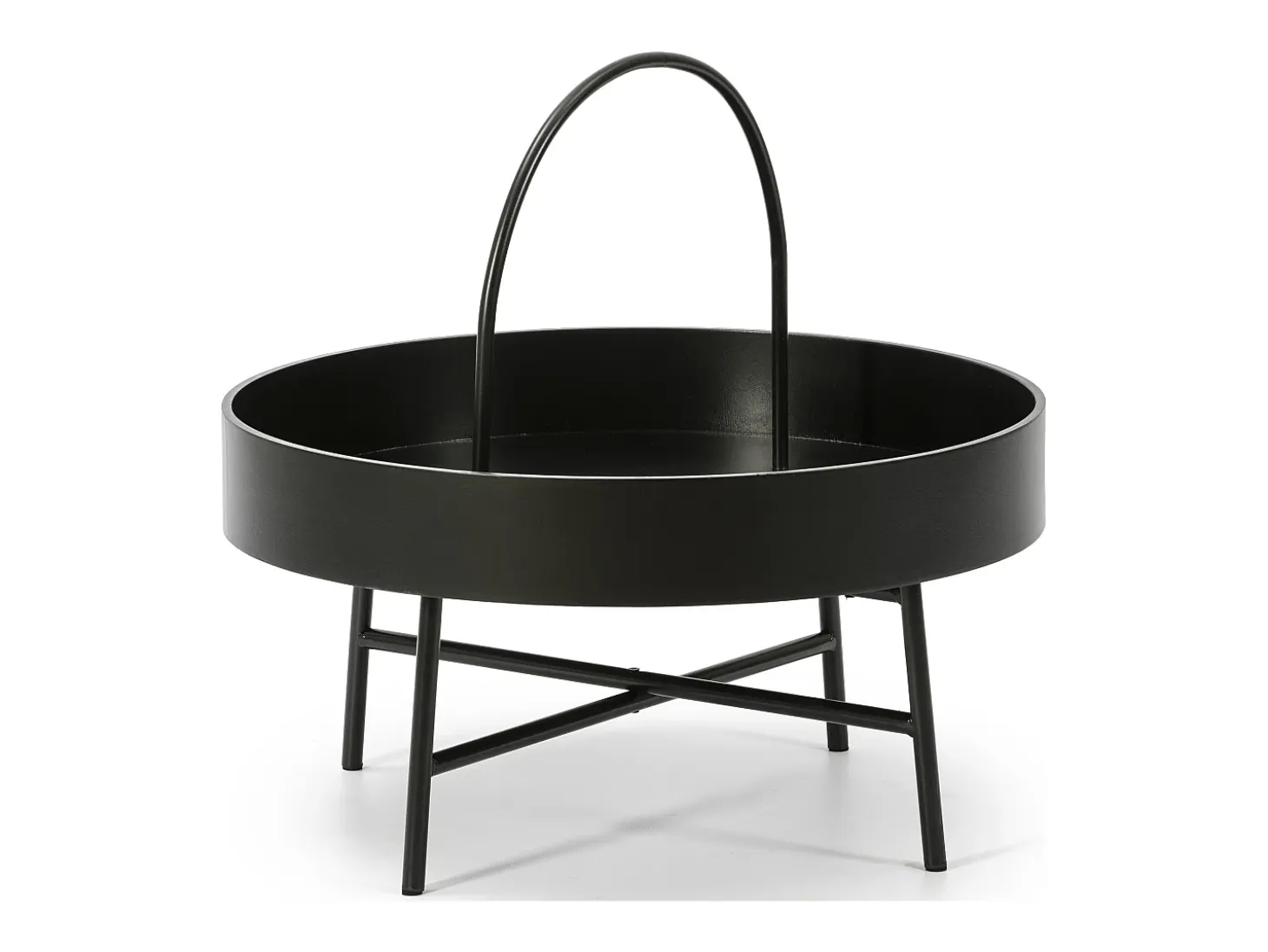 Mesa de Centro Redonda Manila, Tapa de MDF Negro, Estructura metálica