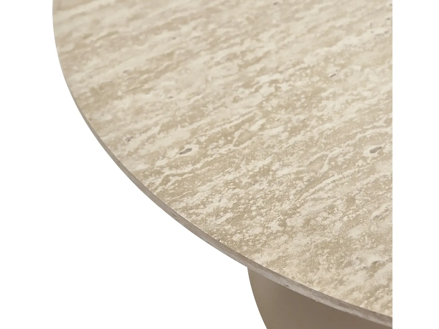 Mesa de centro redonda Tango - MDF y travertino - Beige