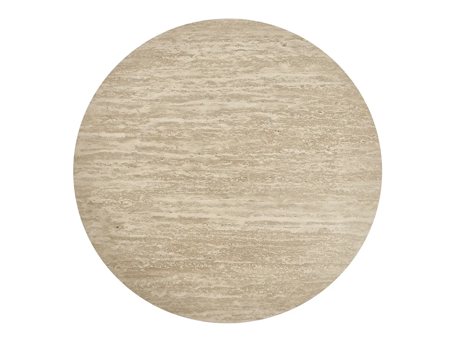 Mesa de centro redonda Tango - MDF y travertino - Beige