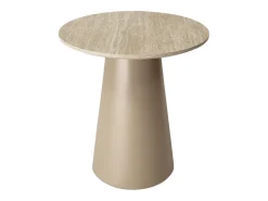 Mesa de centro redonda Tango - MDF y travertino - Beige