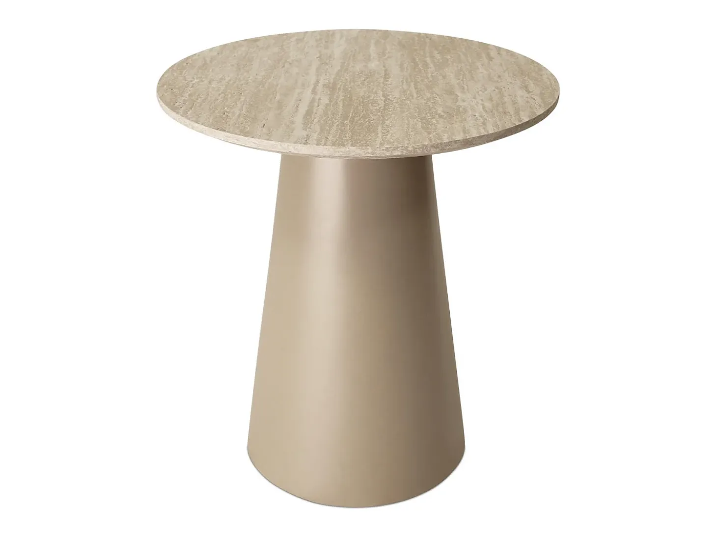 Mesa de centro redonda Tango - MDF y travertino - Beige