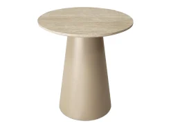 Mesa de centro redonda Tango - MDF y travertino - Beige