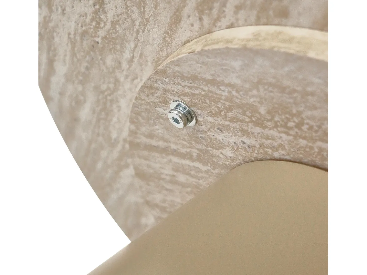 Mesa de centro redonda Tango - MDF y travertino - Beige