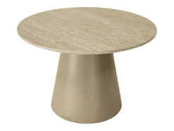 Mesa de centro redonda Tango - MDF y travertino - Beige