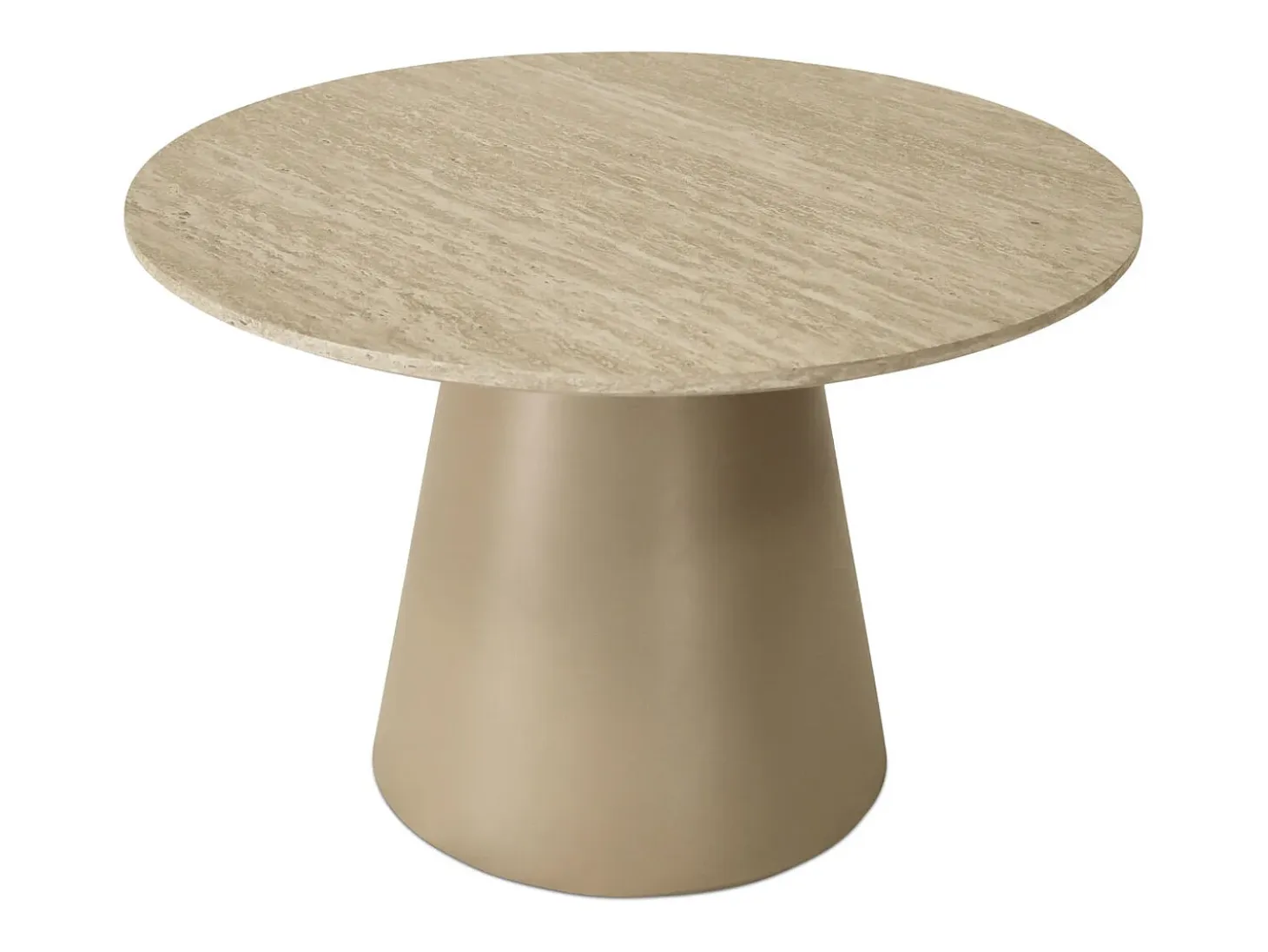 Mesa de centro redonda Tango - MDF y travertino - Beige
