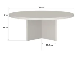 Mesa de centro redonda tablero laminado de 3cm taupe 100cm-HECHO EN ESPAÑA