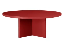 Mesa de centro redonda tablero laminado de 3cm rojo llama 100cm-HECHO EN ESPAÑA