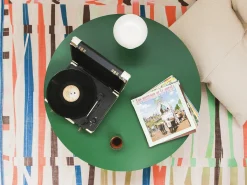 Mesa de centro redonda tablero laminado de 3cm verde cedar 100cm-HECHO EN ESPAÑA