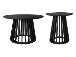 Mesa de centro redondas de efecto madera y abeto, set de 2 negro