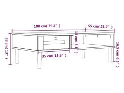 Mesa de centro SENJA aspecto ratán madera blanco 100x55x33 cm