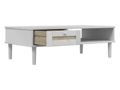 Mesa de centro SENJA aspecto ratán madera blanco 100x55x33 cm