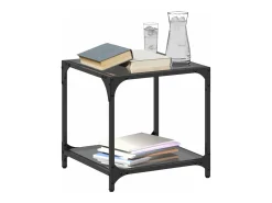 Mesa de centro superficie vidrio negra y acero 40x40x40 cm