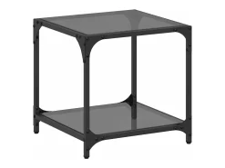 Mesa de centro superficie vidrio negra y acero 40x40x40 cm