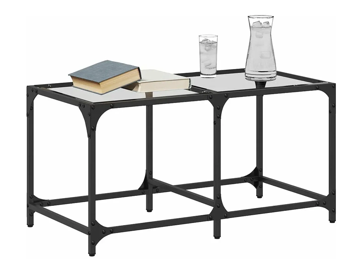 Mesa de centro superficie de vidrio acero 78,5x40x40 cm