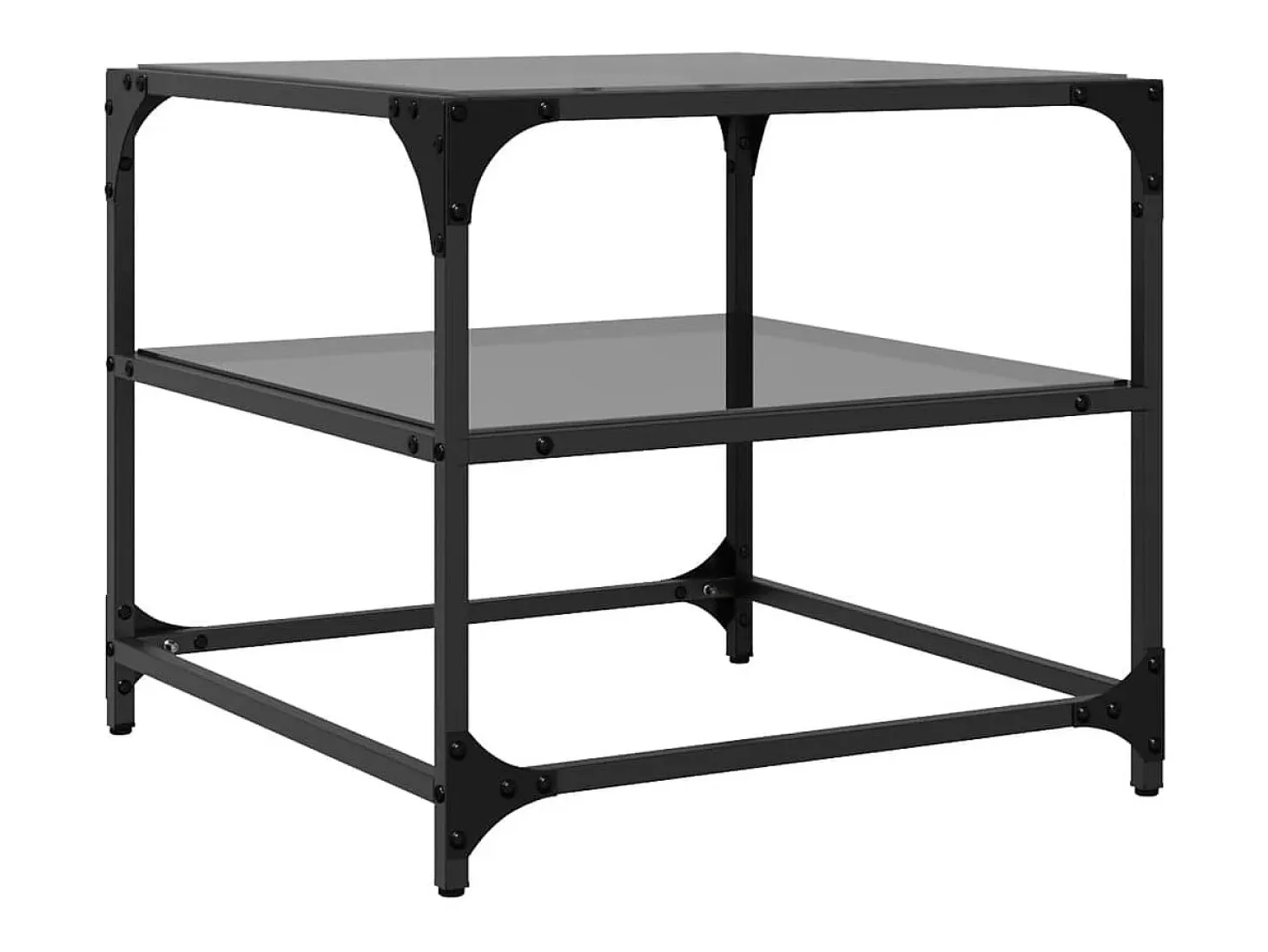 Mesa de centro superficie vidrio 2 unidades acero negro 50x50x45 cm