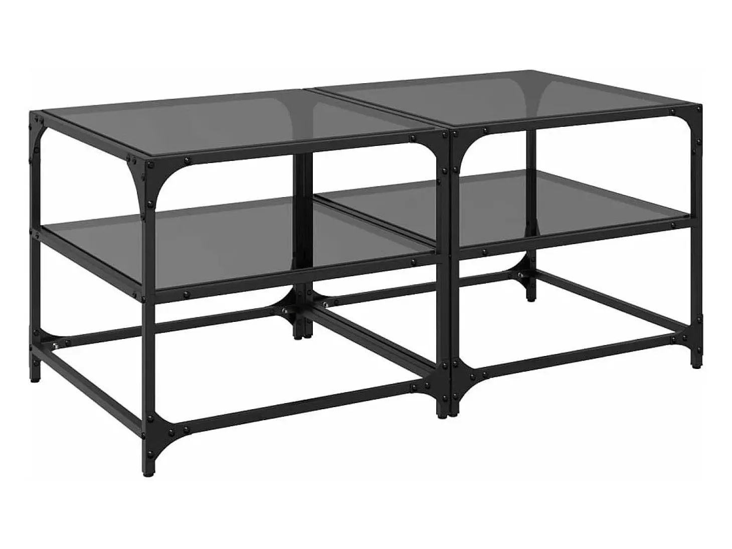 Mesa de centro superficie vidrio 2 unidades acero negro 50x50x45 cm