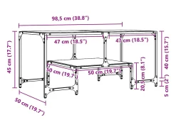 Mesa de centro superficie de vidrio acero 98,5x50x45 cm
