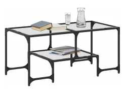 Mesa de centro superficie de vidrio acero 98,5x50x45 cm