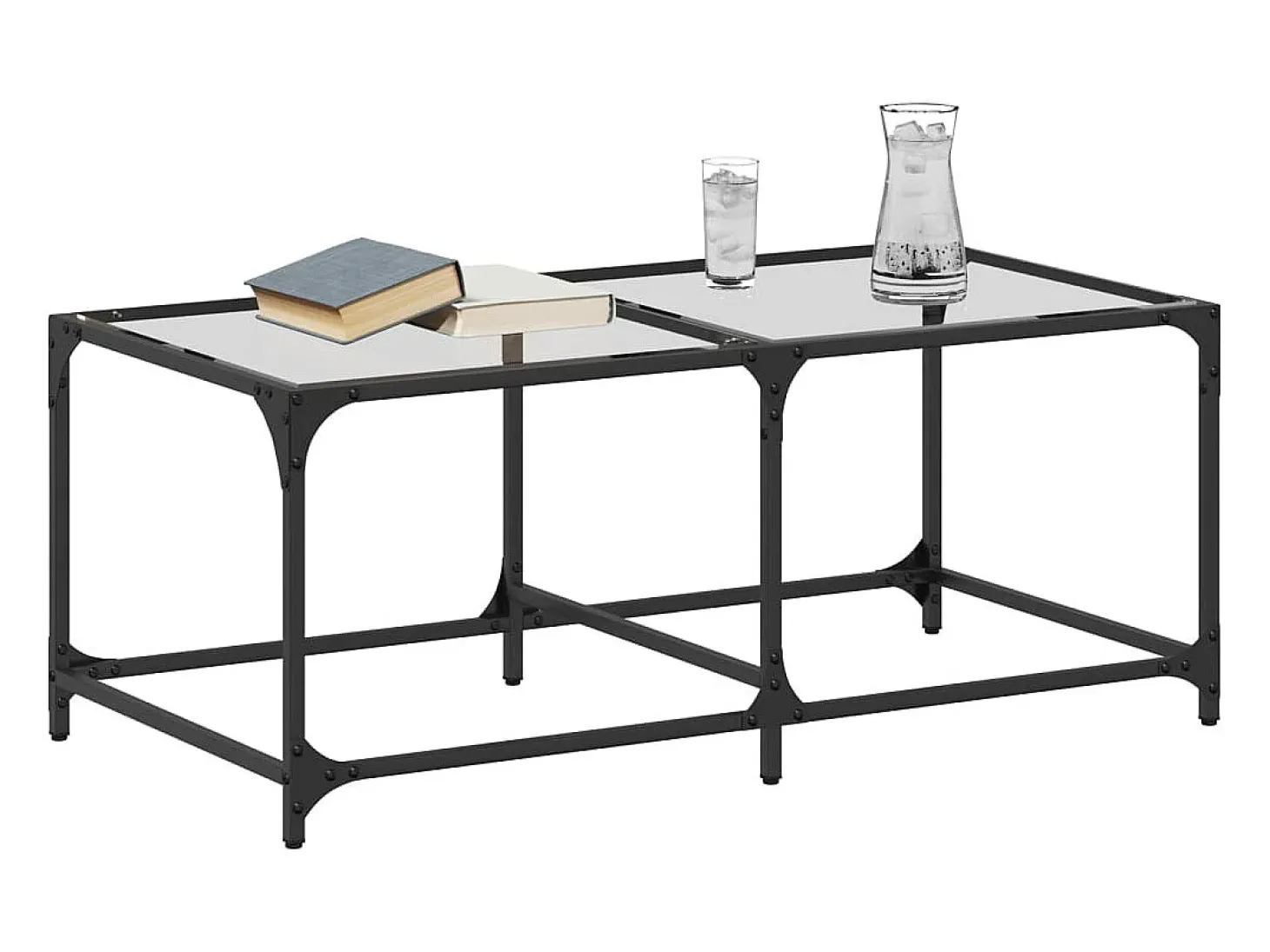 Mesa de centro superficie de vidrio acero 98,5x50x40 cm