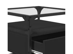 Mesa de centro superficie de vidrio acero negro 50x50x45 cm