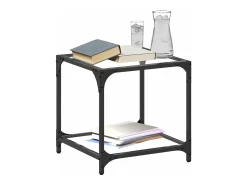 Mesa de centro superficie vidrio transparente acero 40x40x40 cm