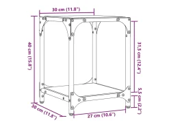 Mesa de centro superficie vidrio transparente acero 30x30x40 cm