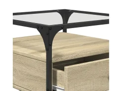 Mesa de centro tapa de vidrio acero roble Sonoma 50x50x45 cm