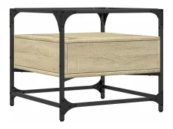Mesa de centro tapa de vidrio acero roble Sonoma 50x50x45 cm