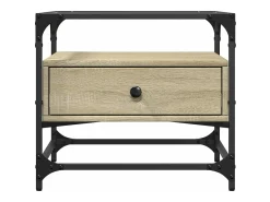 Mesa de centro tapa de vidrio acero roble Sonoma 50x50x45 cm