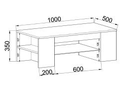 Mesa de centro Tunas diseño madera y vidrio blanco/negro 100x50x35 cm, almacenamiento óptimo, montaje fácil