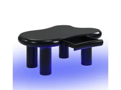 Mesa de centro 98x65.5x40 cm - forma de nube - 1 cajón - con iluminación LED - negro