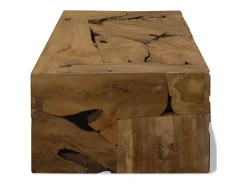 Mesa de centro 90x50x30 cm de madera de teca genuina marrón