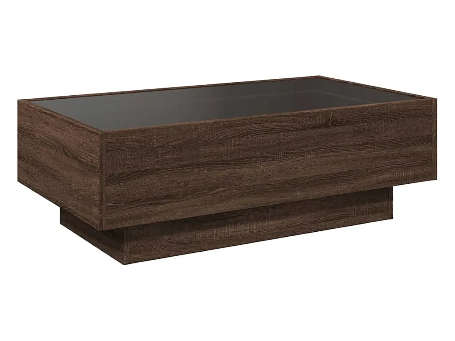 Mesa de centro y LED madera ingeniería marrón roble 90x50x30 cm