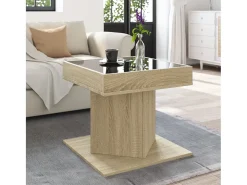 Mesa de centro y LED madera ingeniería roble Sonoma 50x50x45 cm