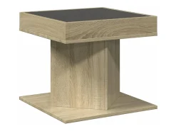 Mesa de centro y LED madera ingeniería roble Sonoma 50x50x45 cm