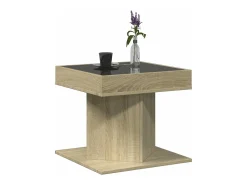 Mesa de centro y LED madera ingeniería roble Sonoma 50x50x45 cm