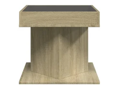 Mesa de centro y LED madera ingeniería roble Sonoma 50x50x45 cm