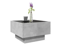 Mesa de centro y LED madera ingeniería gris hormigón 50x50x30cm