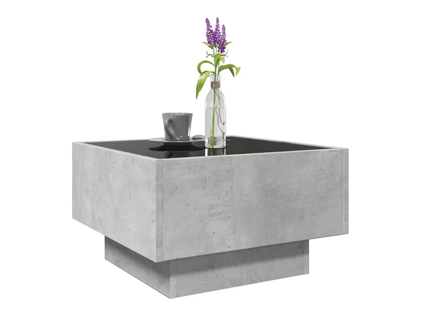 Mesa de centro y LED madera ingeniería gris hormigón 50x50x30cm