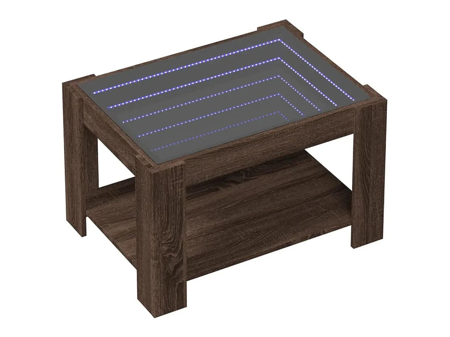 Mesa de centro y LED madera ingeniería marrón roble 73x53x45 cm