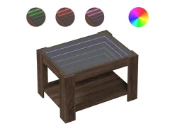 Mesa de centro y LED madera ingeniería marrón roble 73x53x45 cm