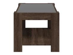 Mesa de centro y LED madera ingeniería marrón roble 73x53x45 cm