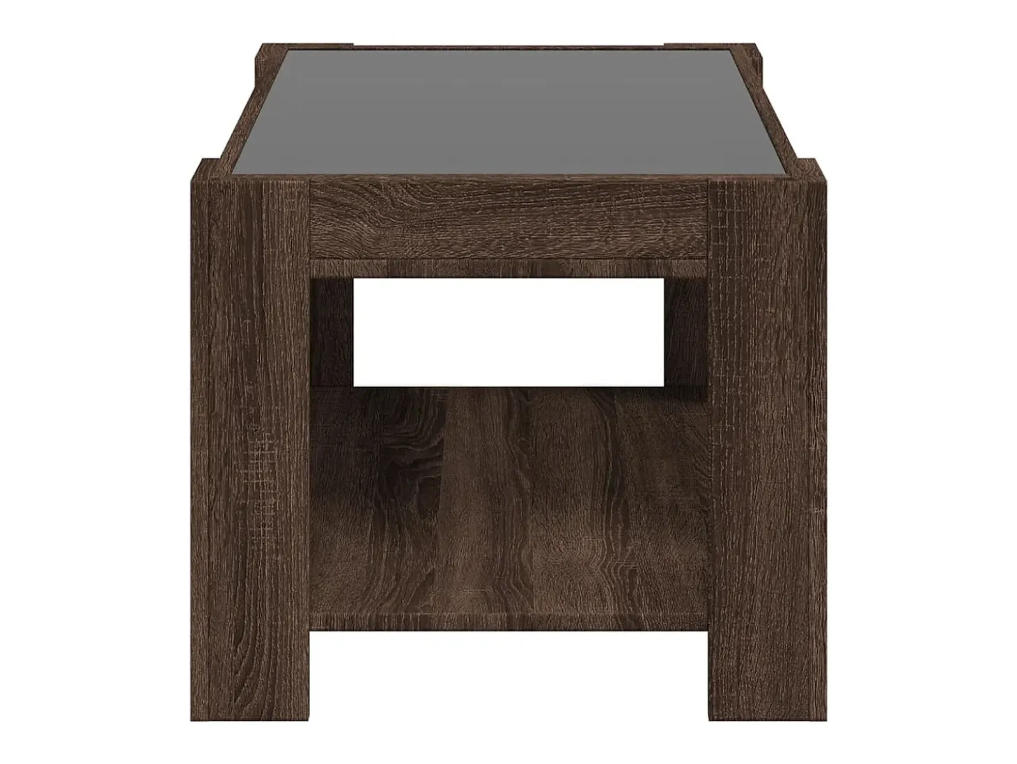 Mesa de centro y LED madera ingeniería marrón roble 73x53x45 cm