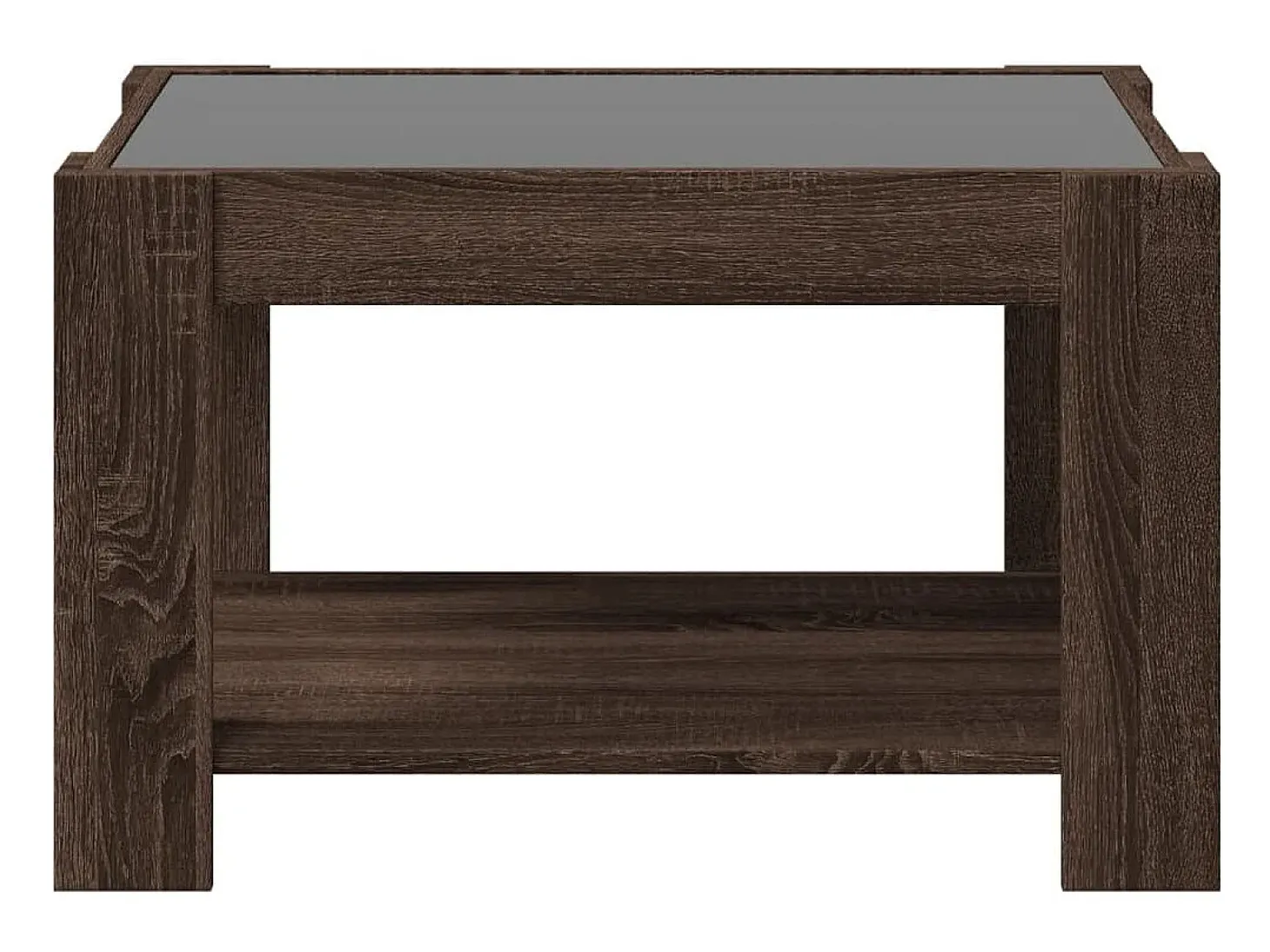 Mesa de centro y LED madera ingeniería marrón roble 73x53x45 cm