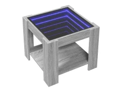 Mesa de centro y LED madera ingeniería gris Sonoma 53x53x45 cm