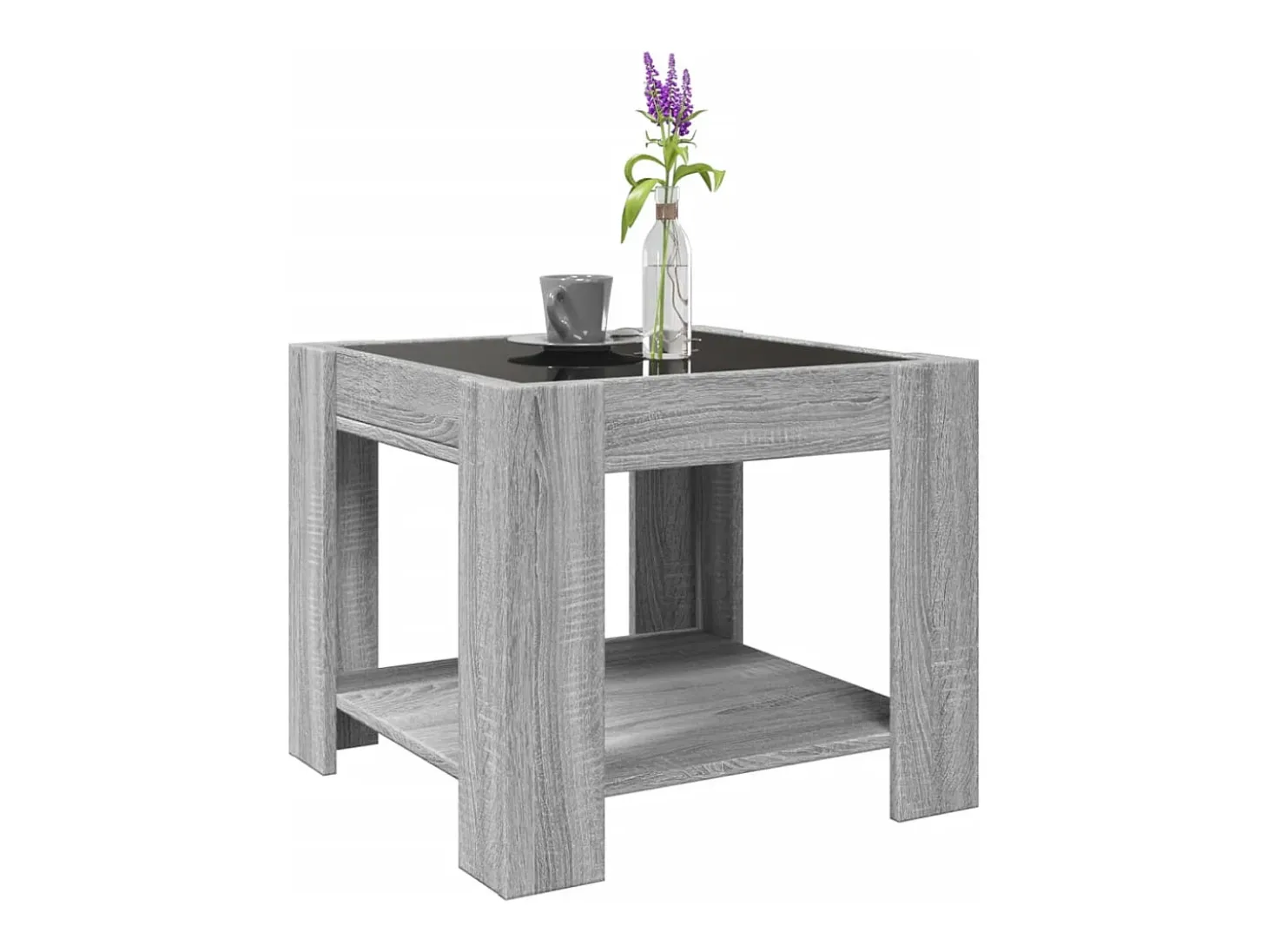 Mesa de centro y LED madera ingeniería gris Sonoma 53x53x45 cm