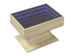 Mesa de centro y LED madera ingeniería roble Sonoma 70x50x45 cm