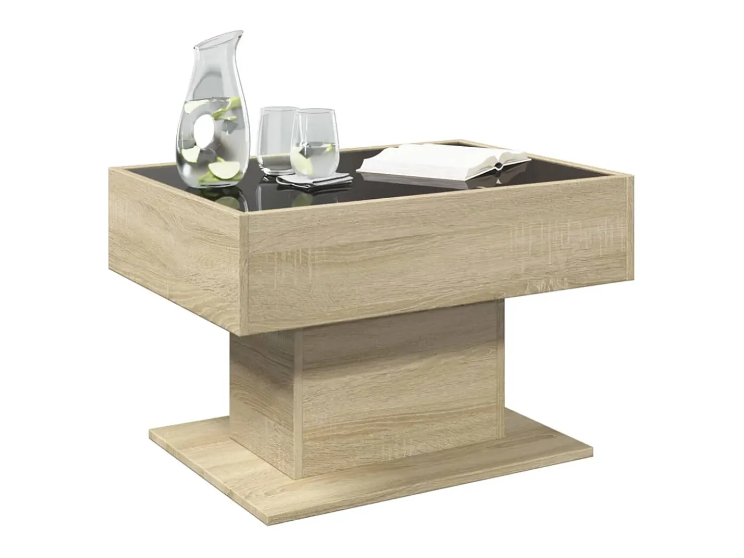 Mesa de centro y LED madera ingeniería roble Sonoma 70x50x45 cm